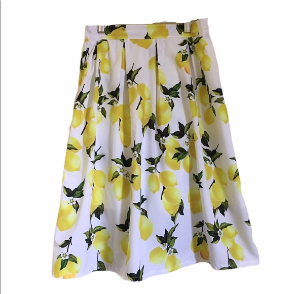 Qupid skirt lemons flare lined white juniors L zip - Picture 1 of 6